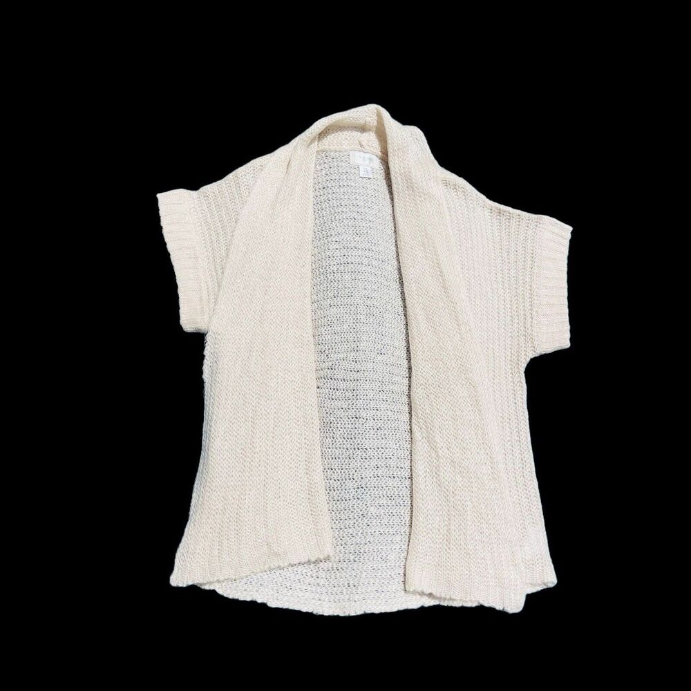 Motherhood Maternity Cardigan Womens S Cream Open Knit Short Sleeve Lightweight